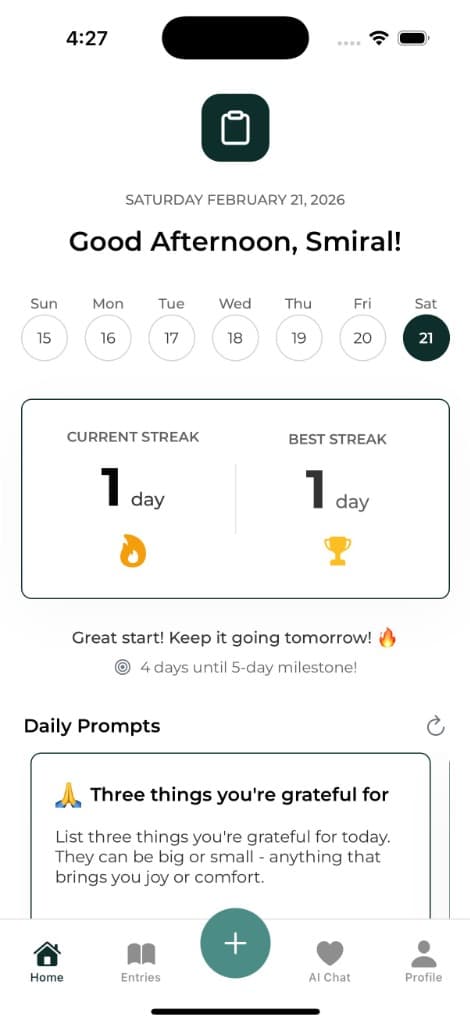 Your Personal AI Diary Screen 1
